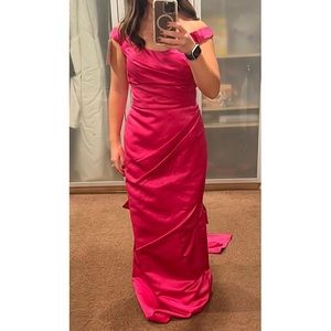 Custom Made Pink Satin Maxi with Bow Train